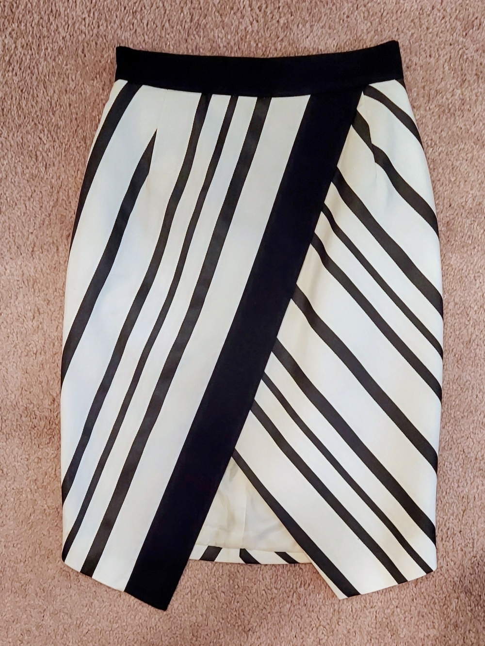 H&M Black and White Diagonal Stripe Wrap Pencil Skirt